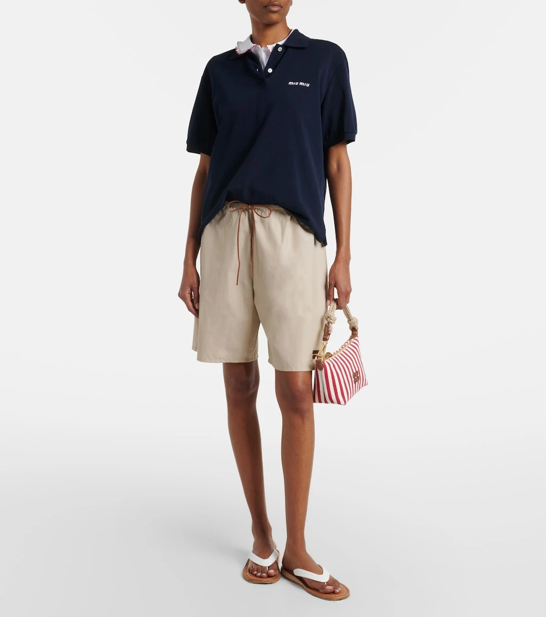 Miu Miu - Striped leather-trimmed top-handle bag