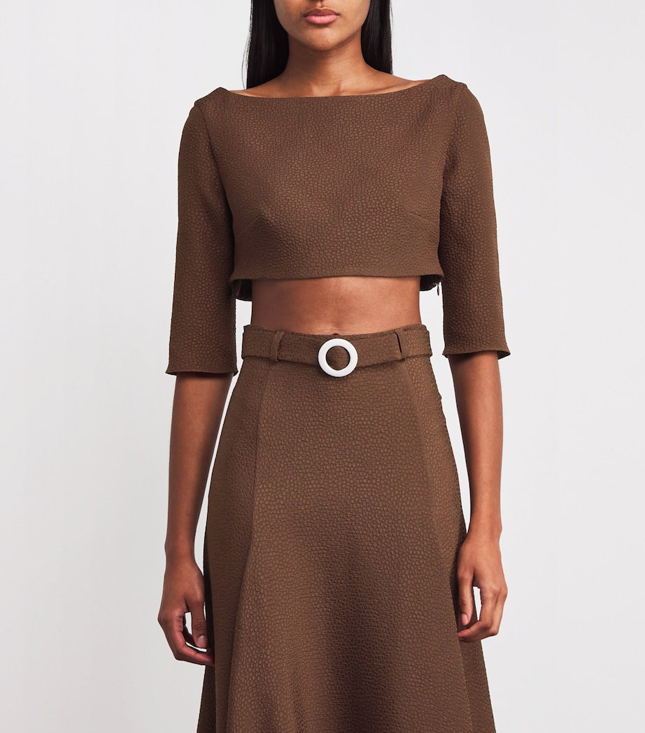 Edeline Lee Brown Jacquard Joan Crop Top