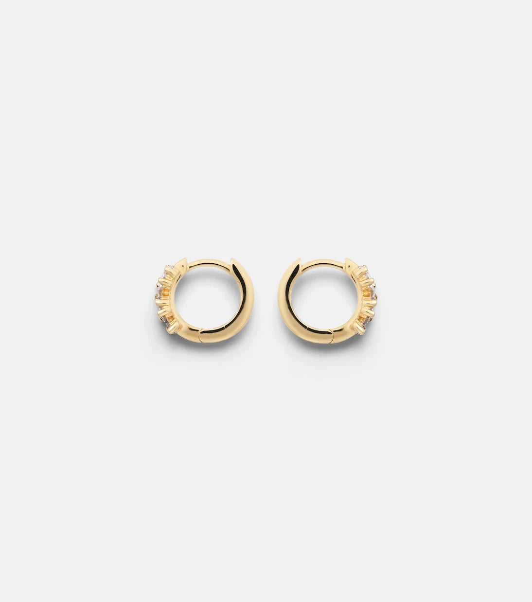 Suzanne Kalan - Bold 18kt gold huggies with diamonds