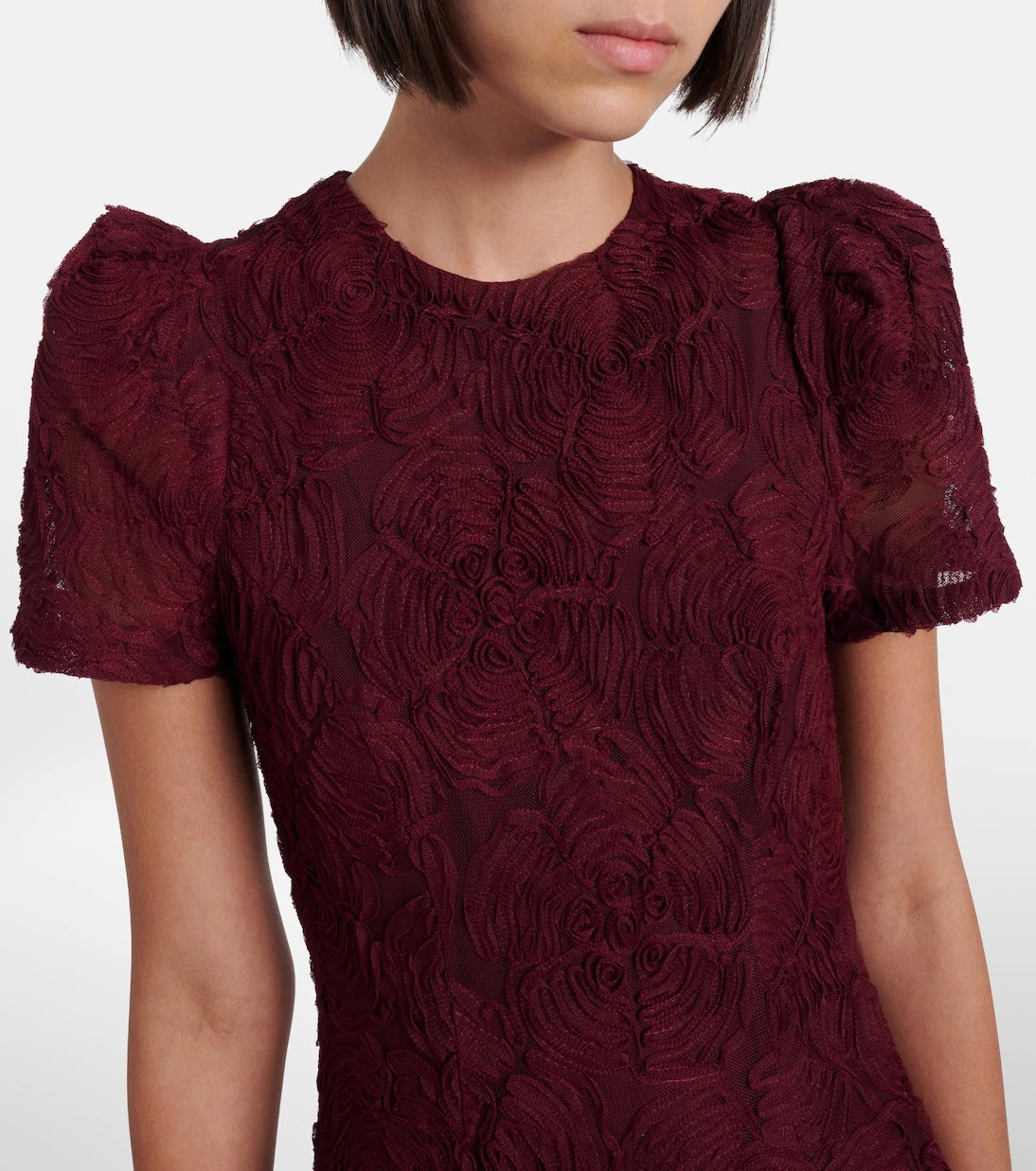 Rotate - Floral-appliqué mesh midi dress
