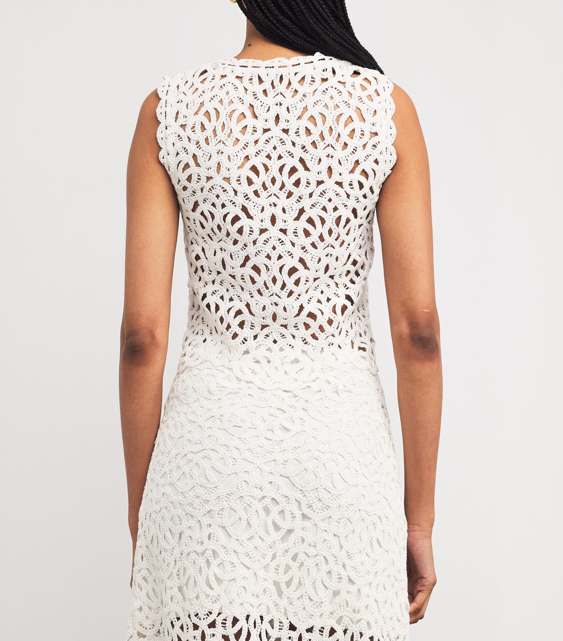 White Cotton Crochet Tank Top