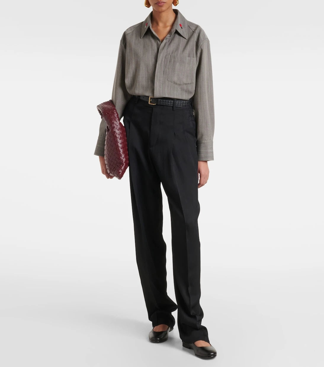 Bottega Veneta - حذاء ماري جين المسطّح "أستير" من الجلد