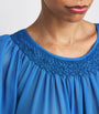 Loretta Caponi Blue Silk Sheer Severa Nightdress