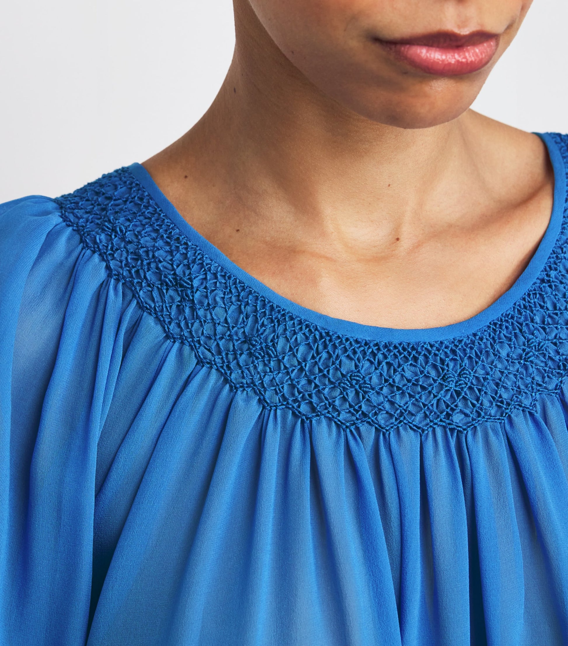 Loretta Caponi Blue Silk Sheer Severa Nightdress