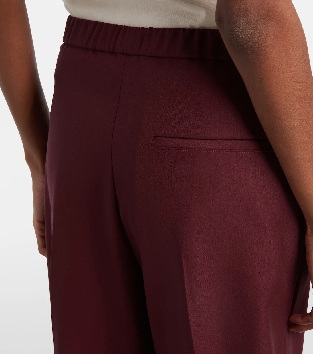 Loewe - Leather-trimmed wool wide-leg pants