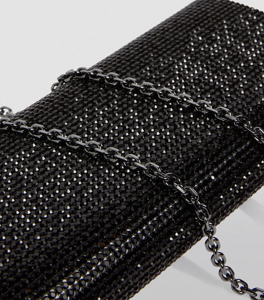 Satin Crystal-Embellished Perry Clutch Bag