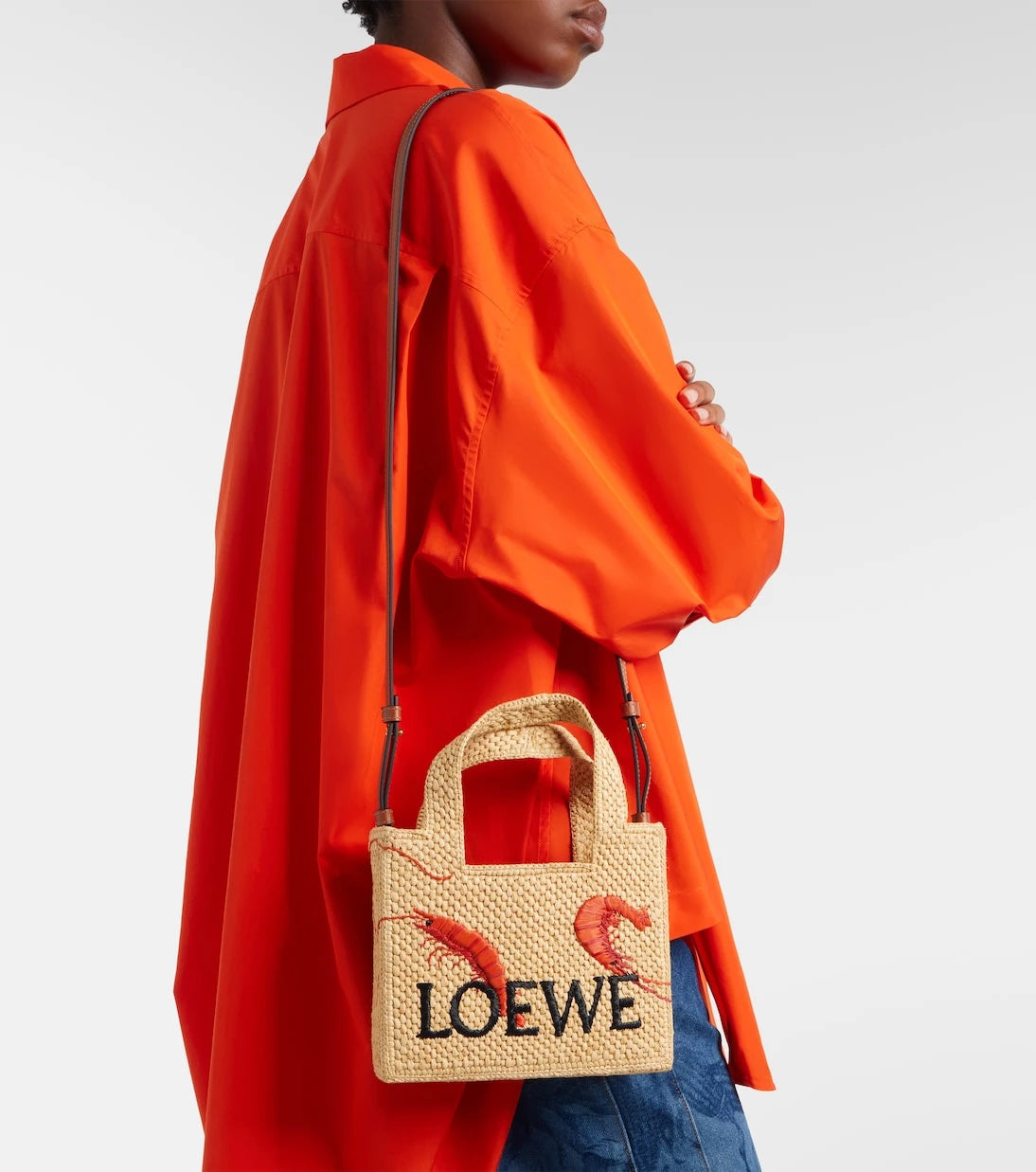 Loewe - Paula's Ibiza Font Mini raffia tote bag