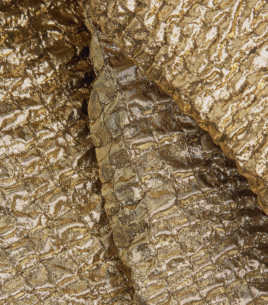 Emilia Wickstead Gold Metallic Seersucker Mara Midi Dress