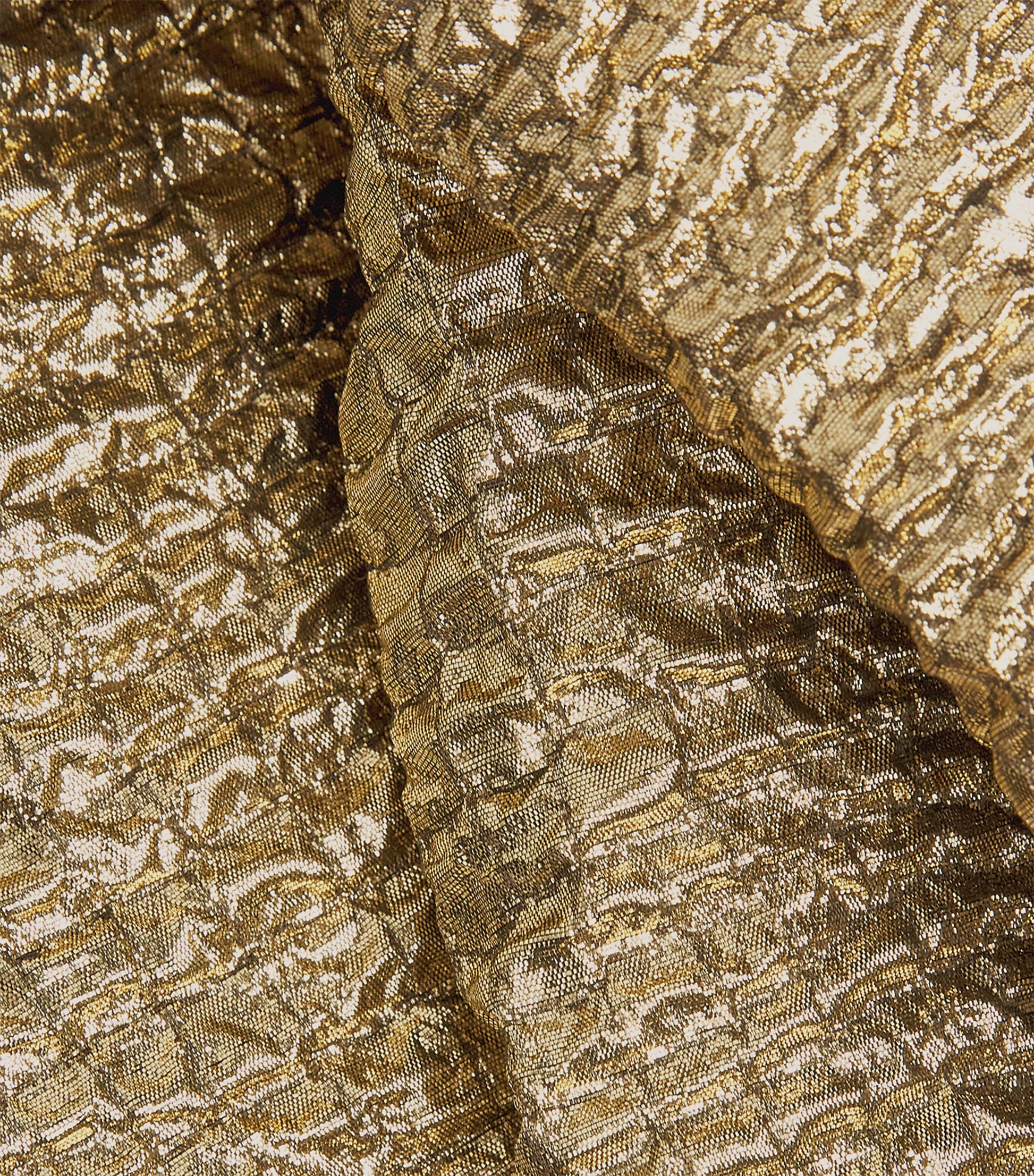 Emilia Wickstead Gold Metallic Seersucker Mara Midi Dress