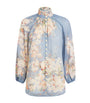Zimmermann Blue Ramie Cascadian Billow Blouse