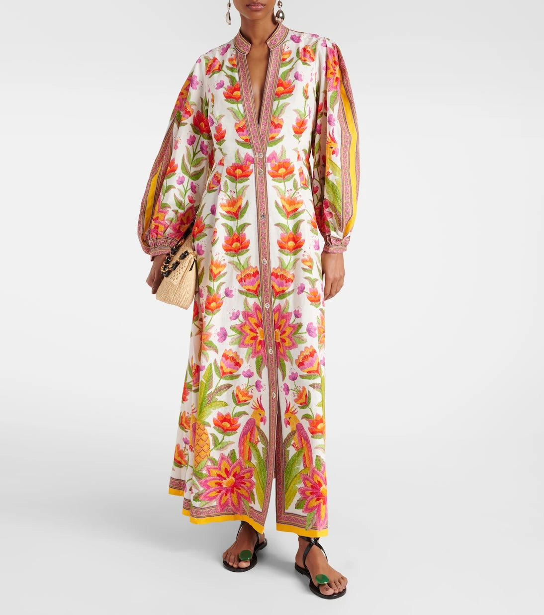 Farm Rio - Ararais linen-blend maxi dress