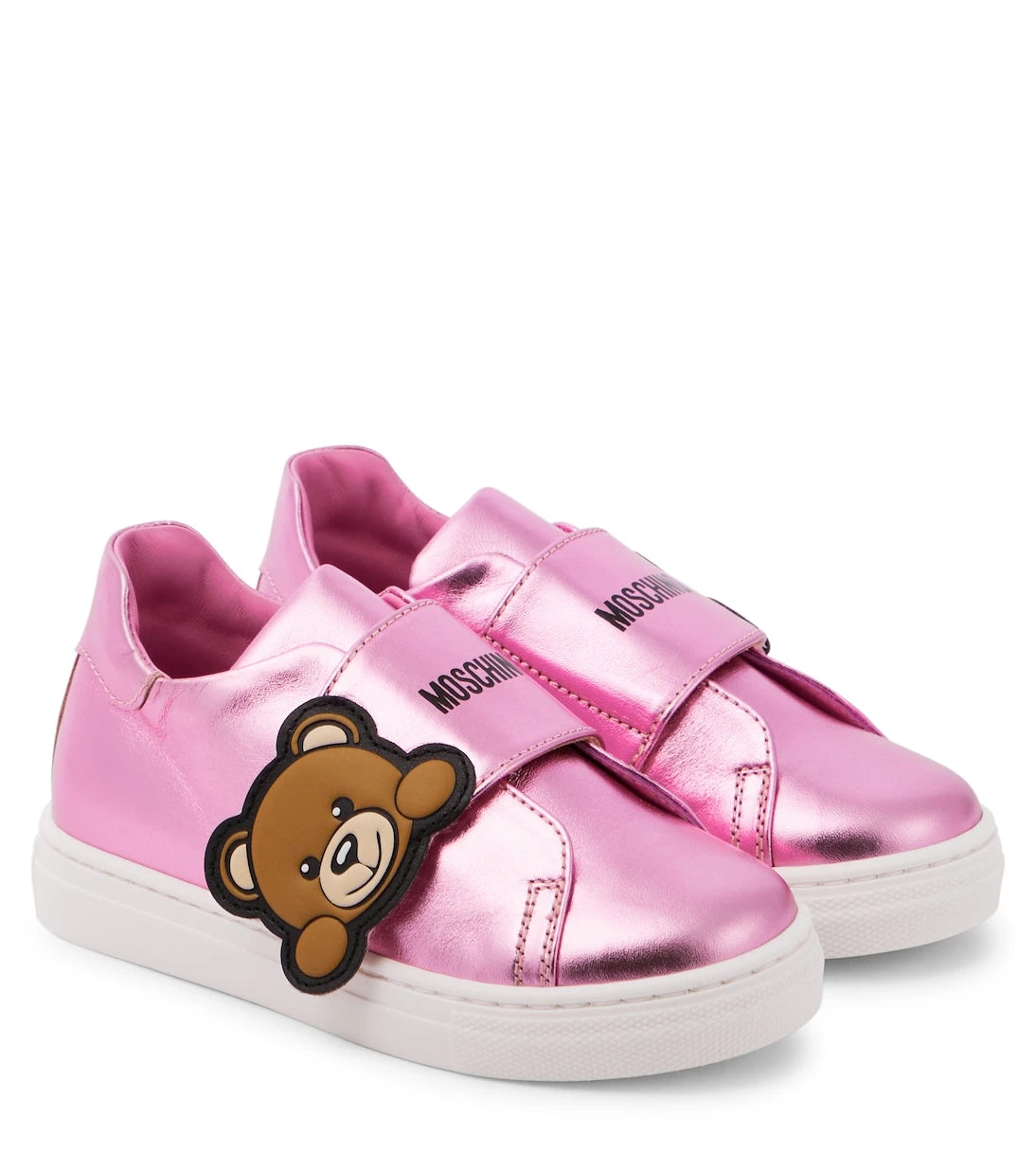 Moschino Kids - أحذية رياضية جلدية بشعار