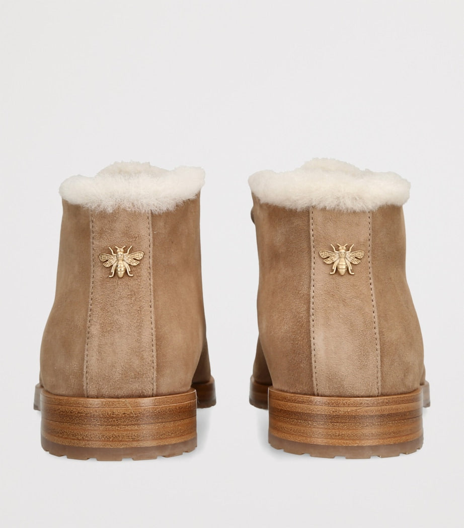 Bougeotte Beige Suede Shearling-Lined Boots