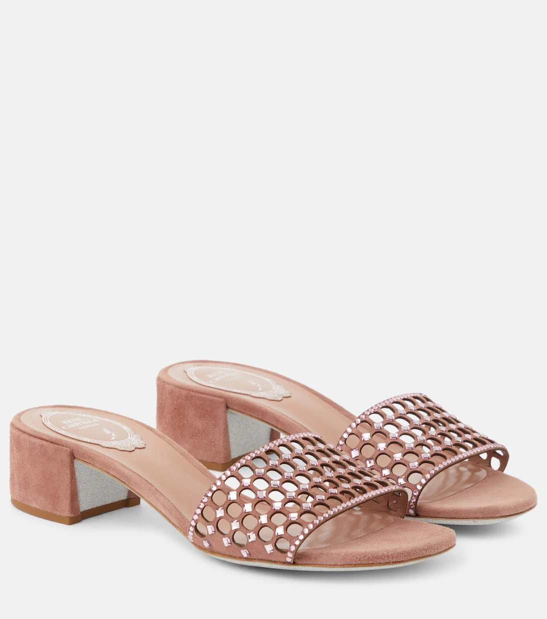 Rene Caovilla - Embellished suede mules