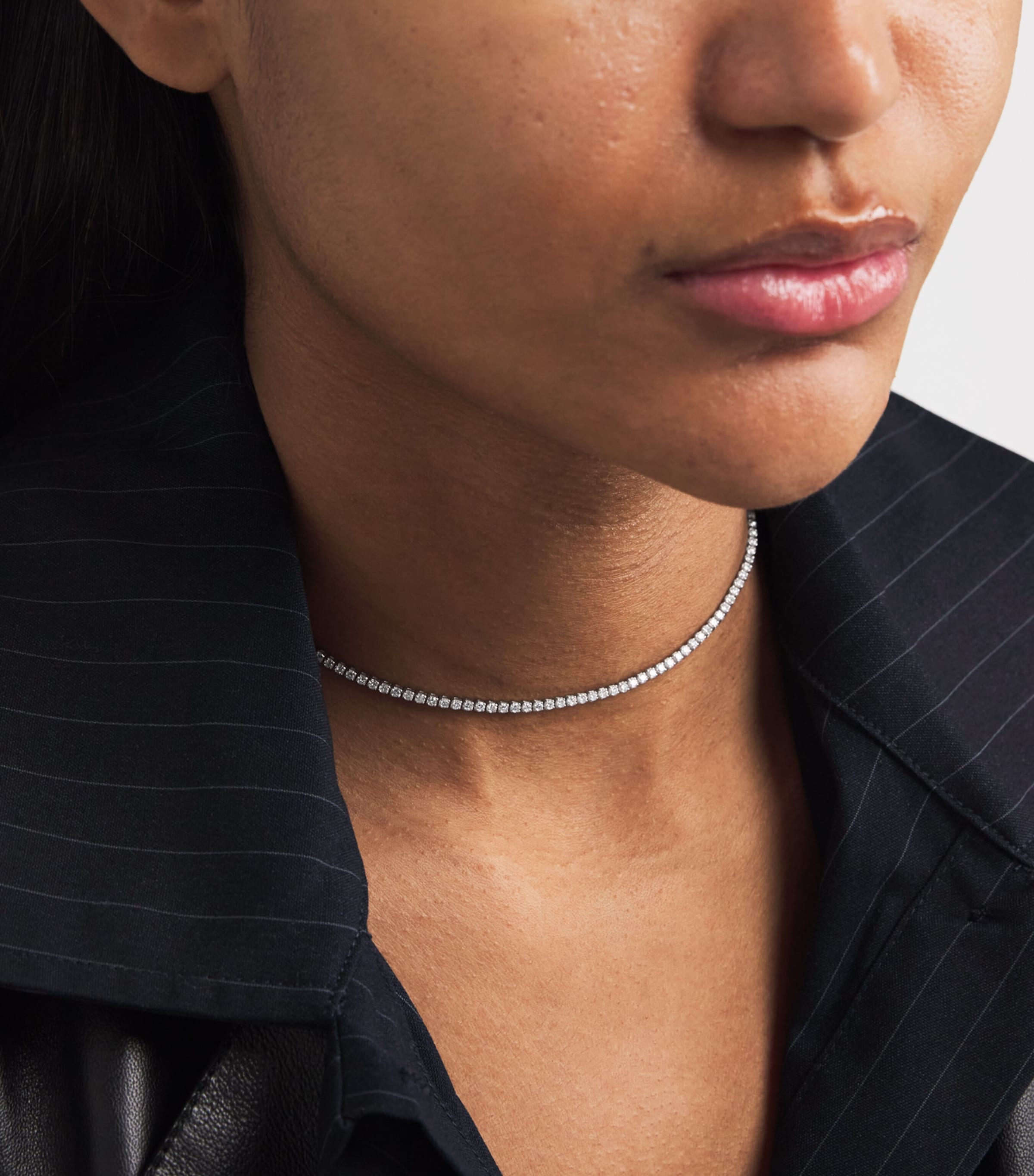 White Gold and Diamond Threads Tennis Choker