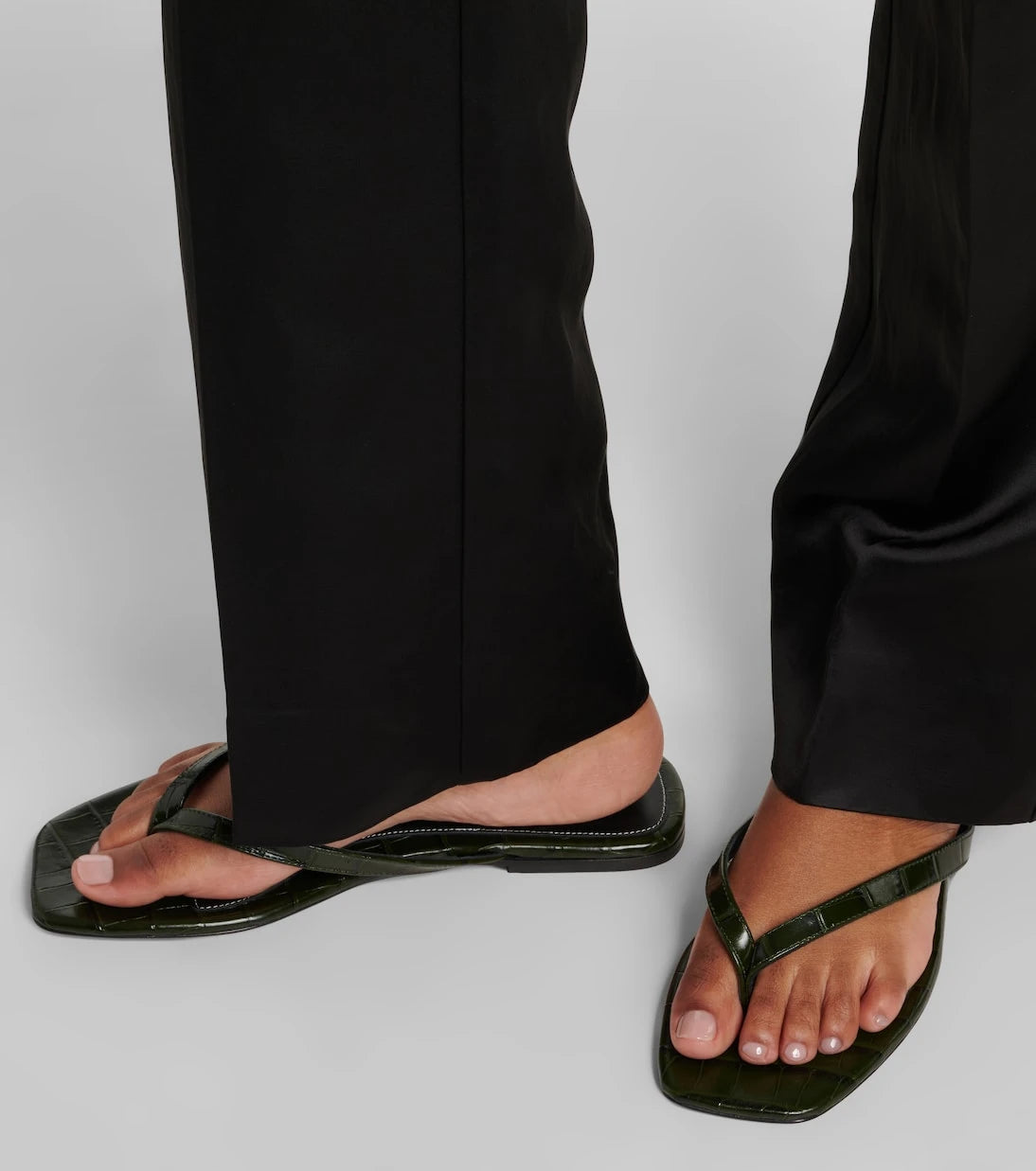 Toteme - Croc-effect leather thong sandals