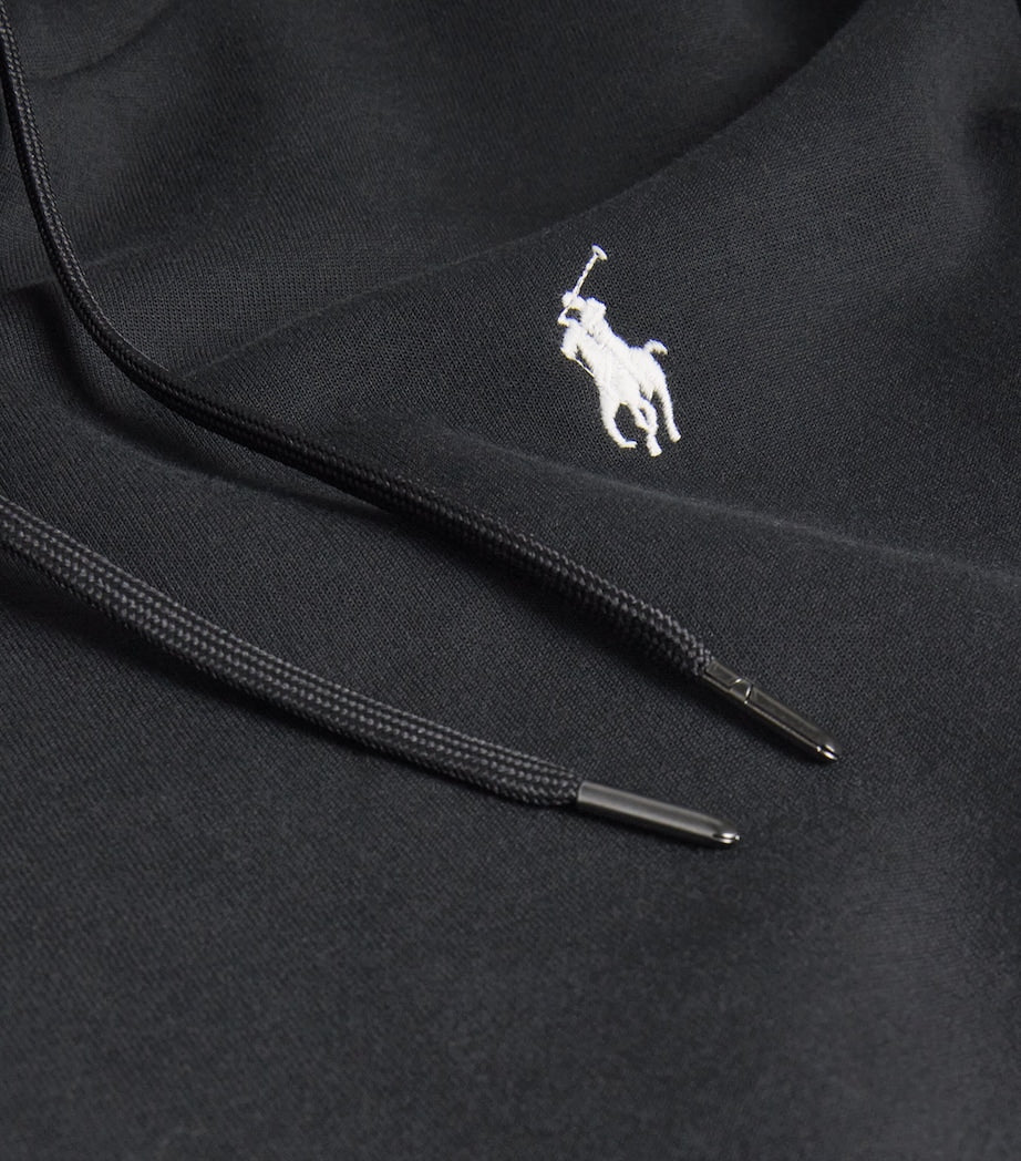Black Cotton Polo Pony Hoodie
