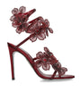 Burgundy Satin Floral Cleo Sandals 105