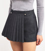 Black Denim Pleated Skort