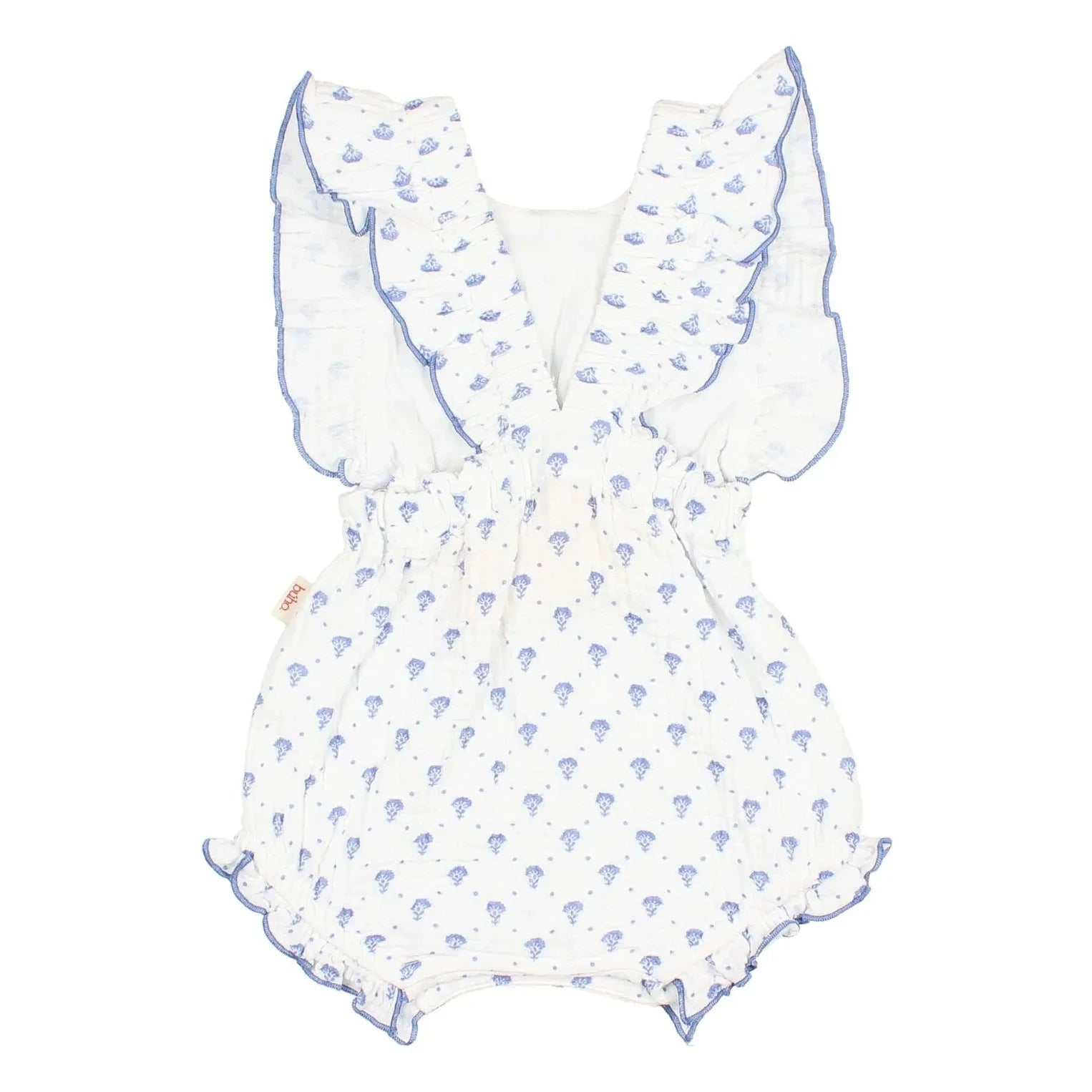 Búho - Bali Flowered Cotton Gauze Combishort | Indigo blue