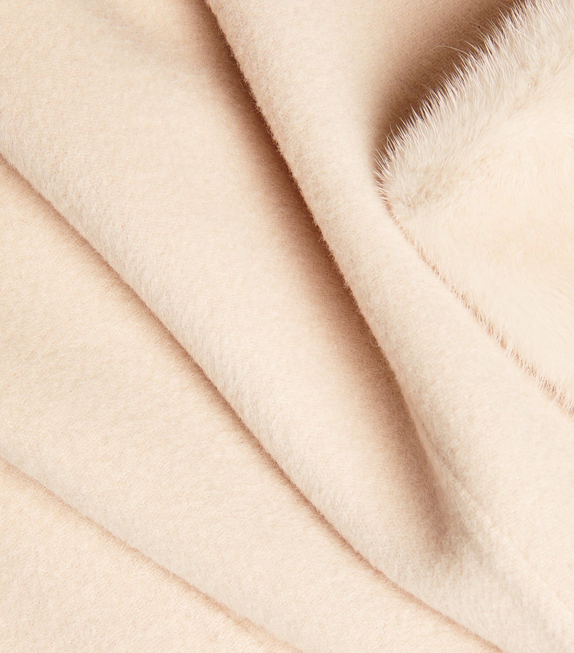 Yves Salomon Beige Cashmere-Wool Fox Fur-Trim Coat