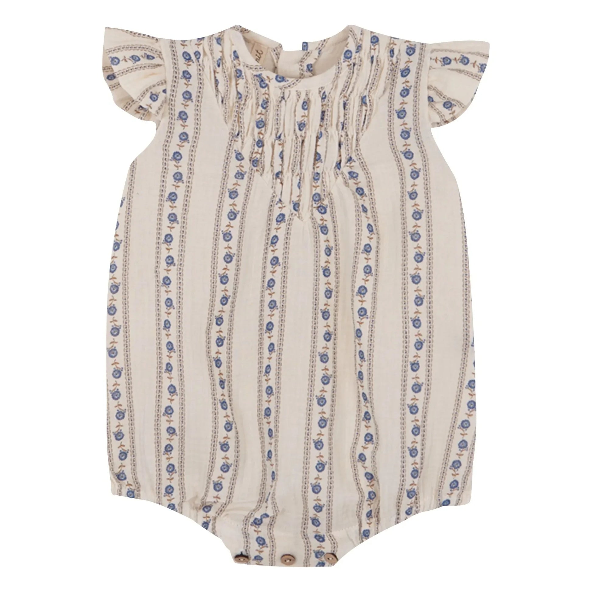 birinit - Ruffled romper Sariñena Flowers Organic Cotton | Ivory