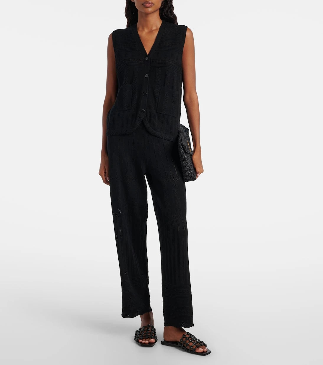 Eres - Alliage pointelle wool and cashmere wide-leg pants