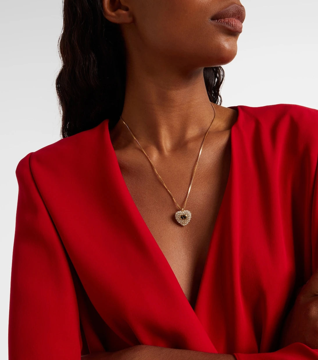 Valentino - Cœur Royal embellished pendant necklace