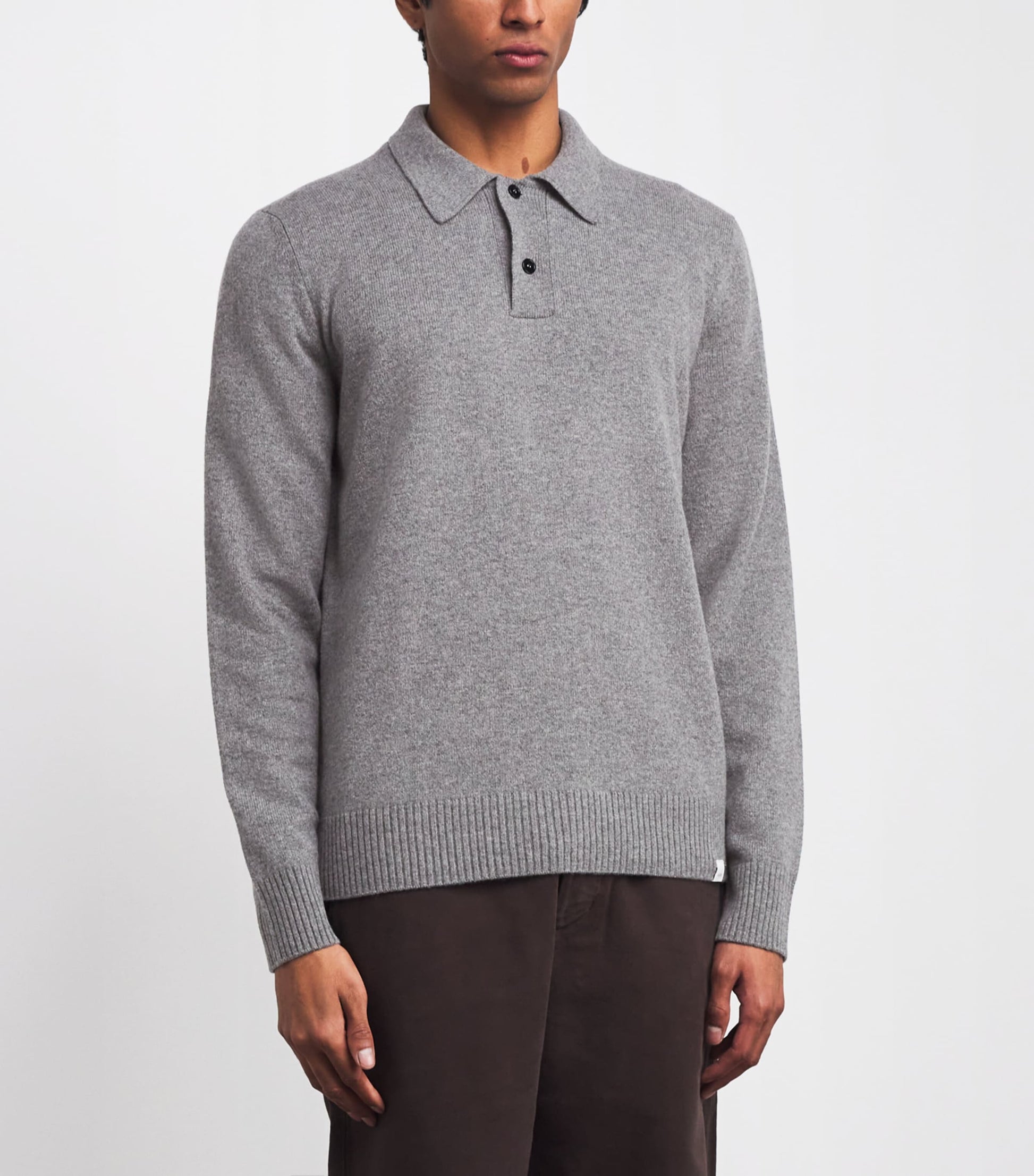 Norse Projects Grey Merino Lambswool Polo Sweater