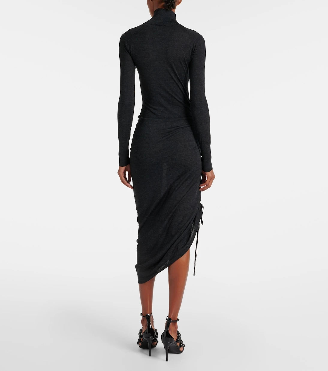 Alaïa - Draped wool turtleneck dress