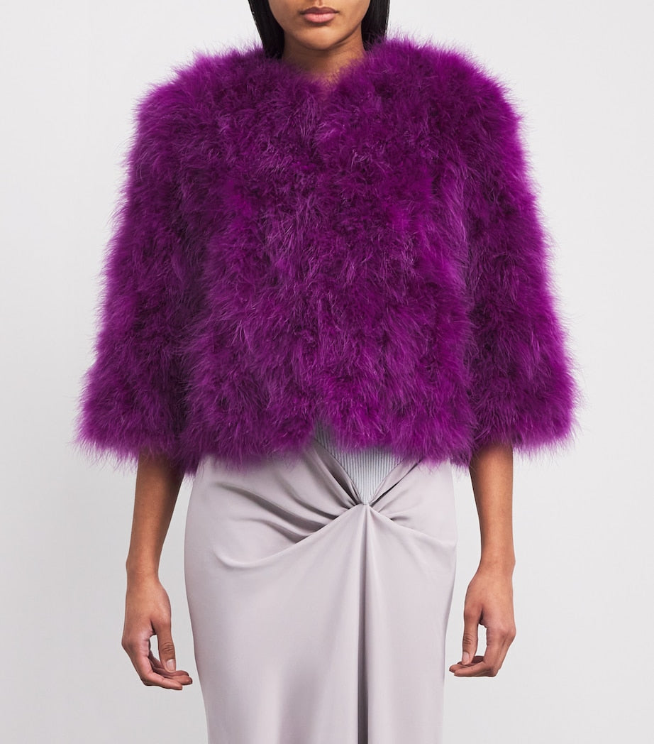 Yves Salomon Pink Feather Jacket