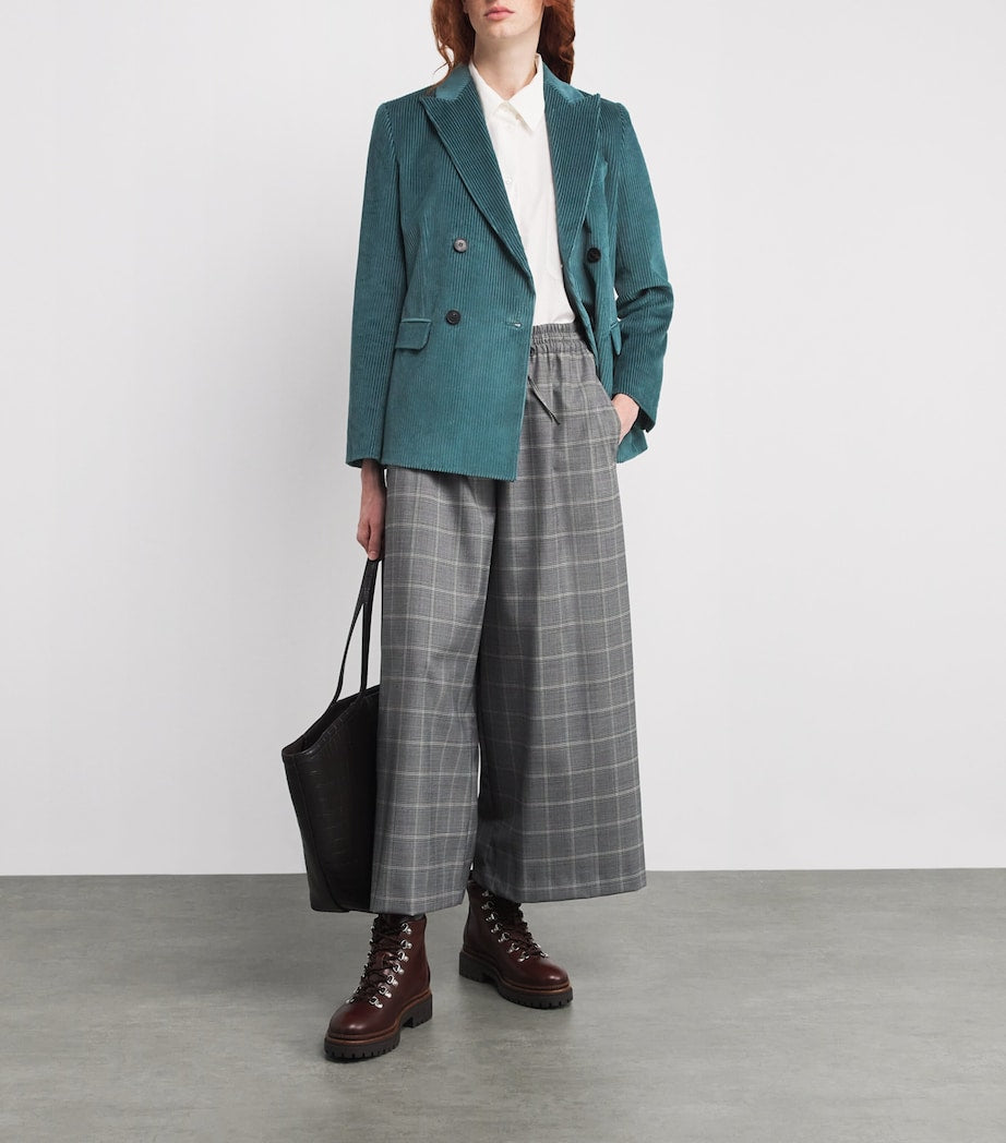 Weekend Max Mara Blue Corduroy Double-Breasted Blazer