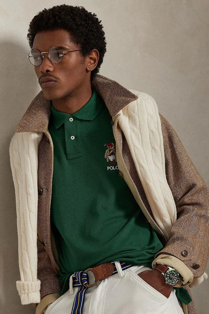 Памучна тениска с яка Polo Ralph Lauren