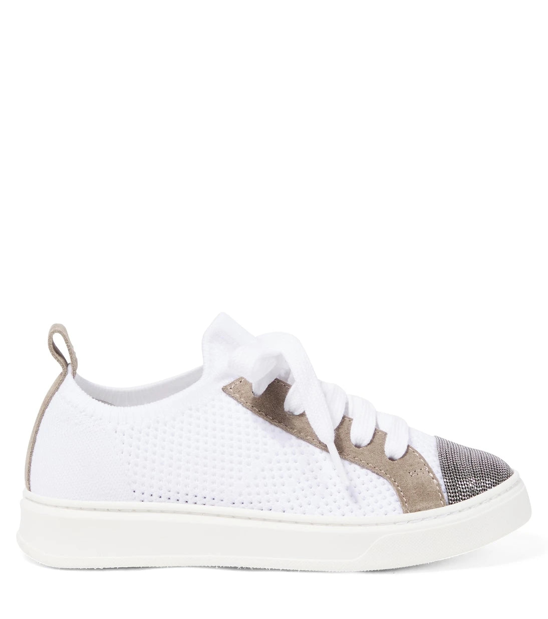 Brunello Cucinelli Kids - Leather-trimmed canvas sneakers