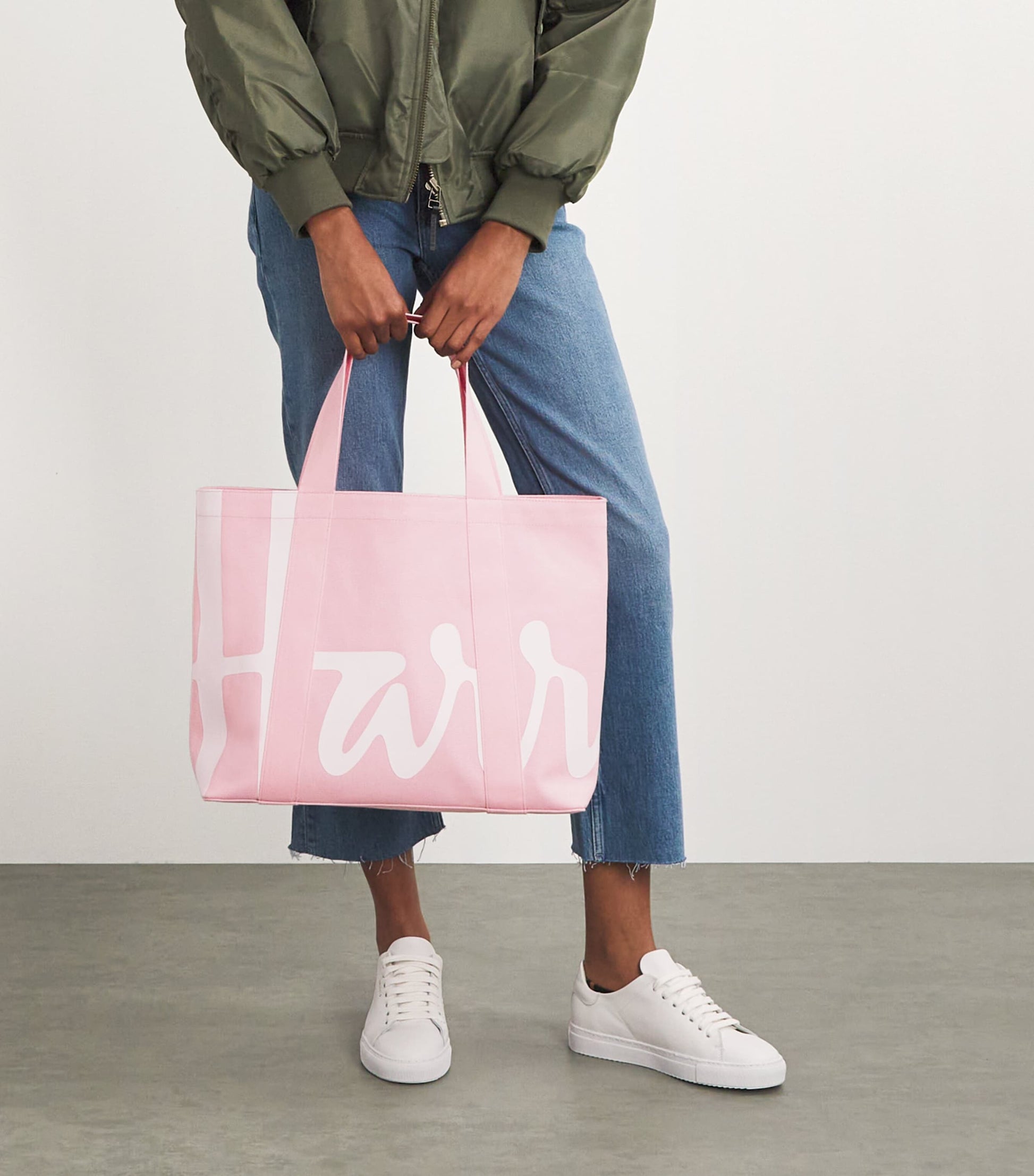 Harrods Pink Medium Cotton Logo Tote Bag