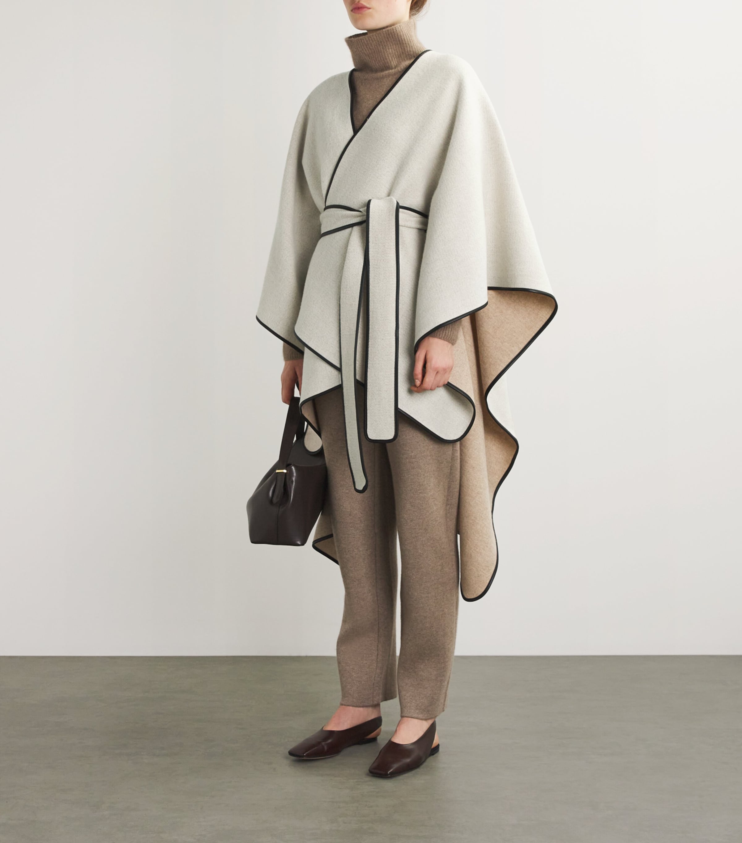 Johnstons Of Elgin Beige Wool-Cashmere Belted Cape