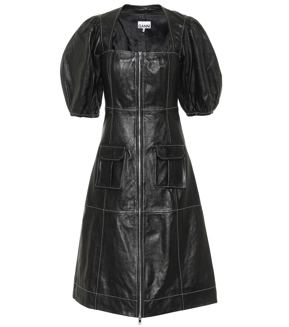 Ganni - Leather midi dress