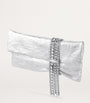 Jimmy Choo Silver Leather-Crystal Zandra Clutch Bag