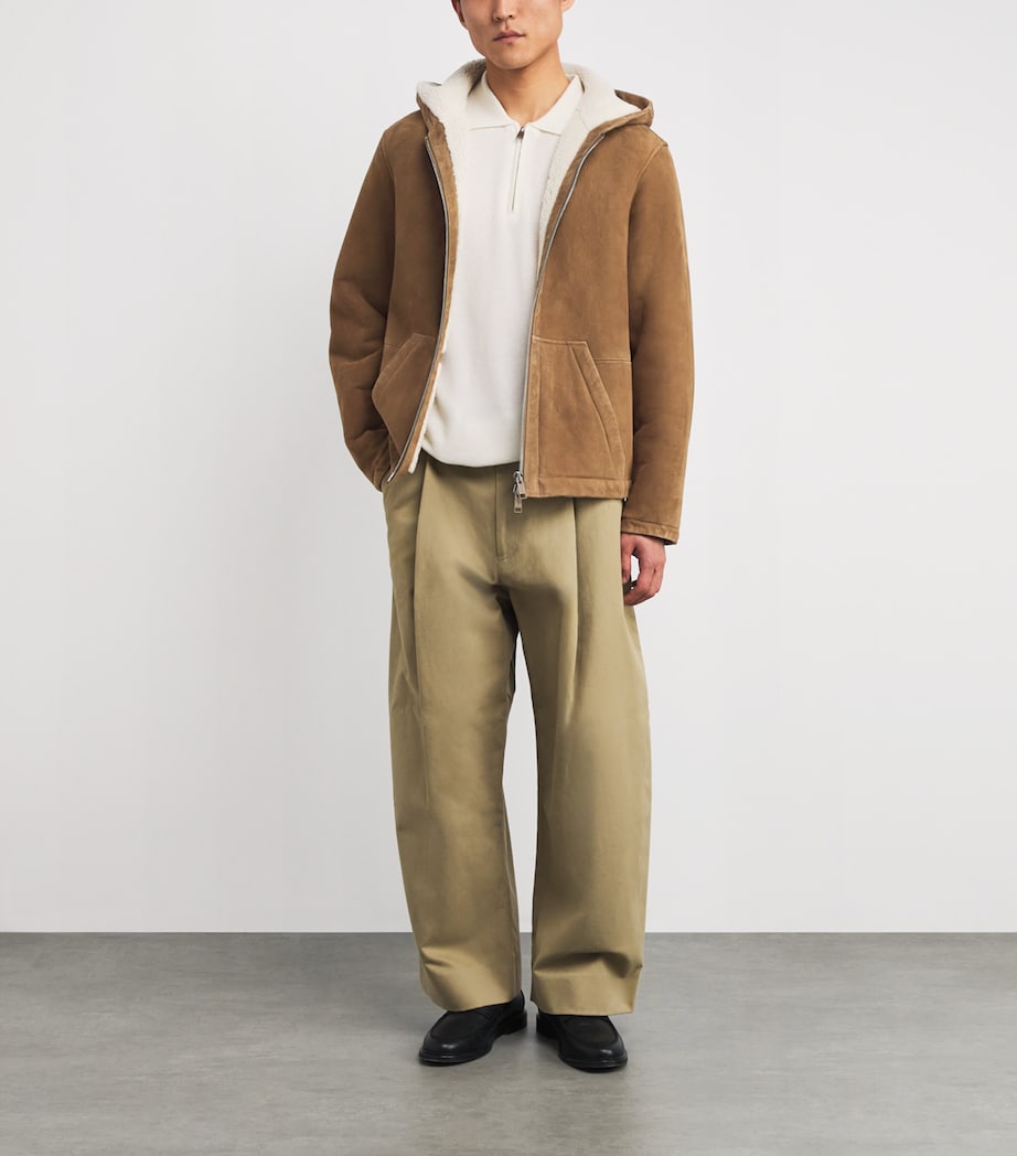 Yves Salomon Beige Shearling Reversible Hooded Jacket