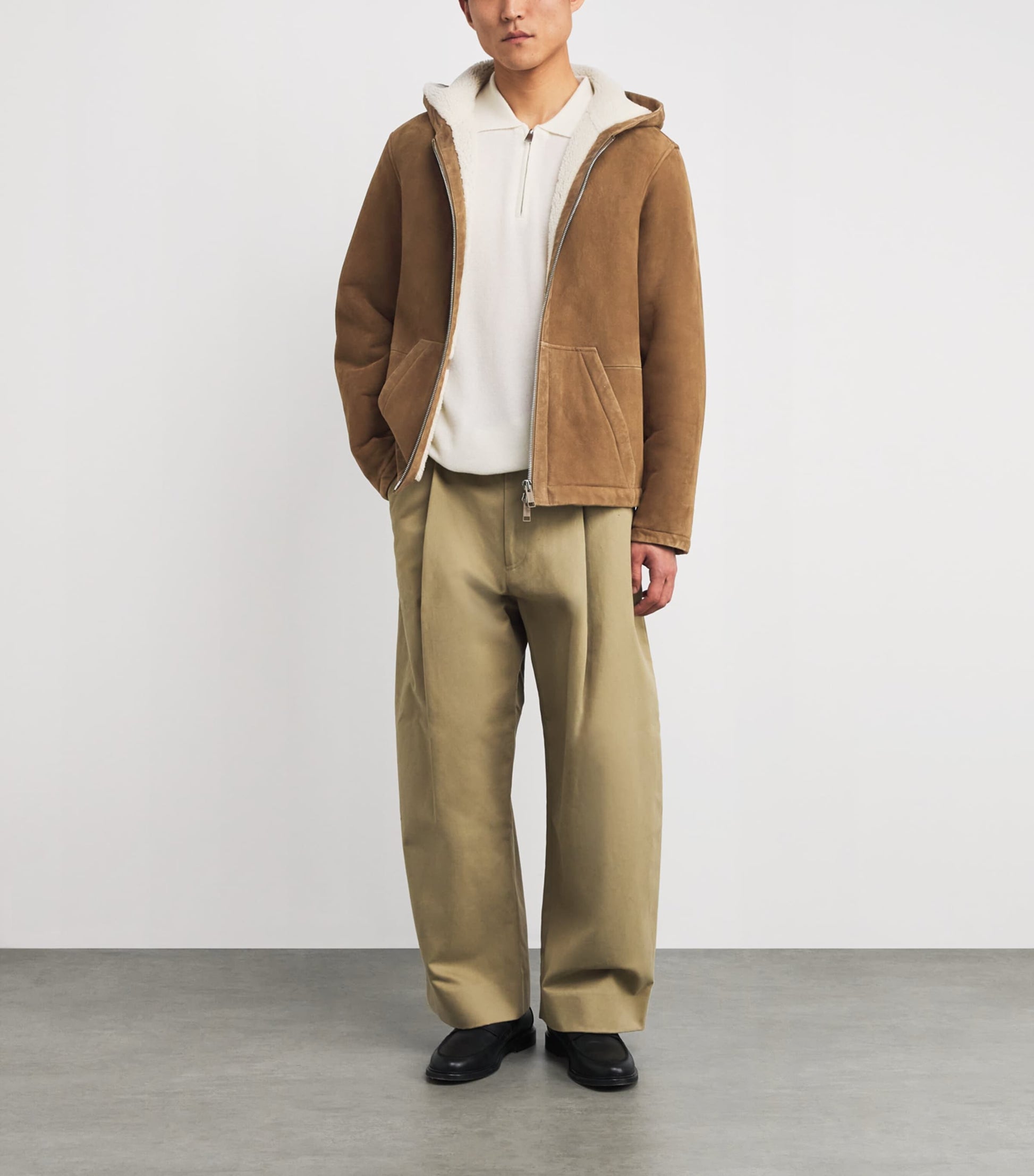 Yves Salomon Beige Shearling Reversible Hooded Jacket