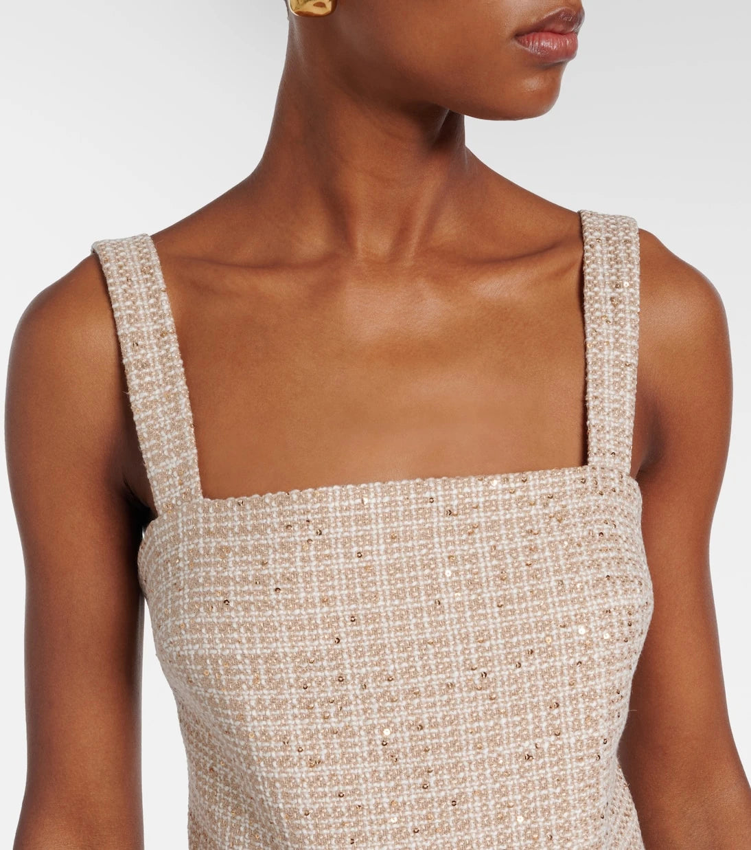 Elie Saab - Checked sequined tweed crop top