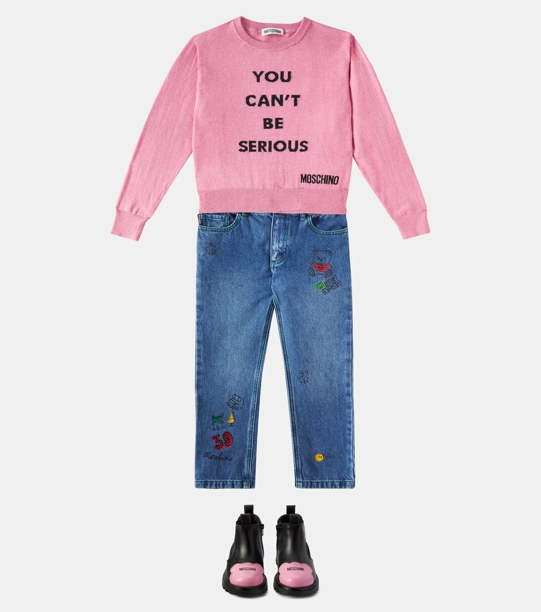 Moschino Kids - أحذية جلدية برقبة