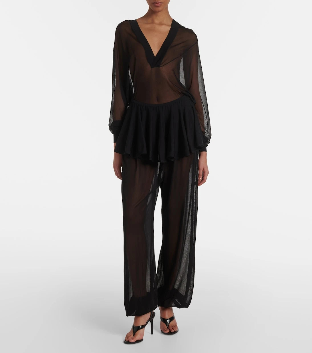 Alaïa - Sheer hooded bodysuit