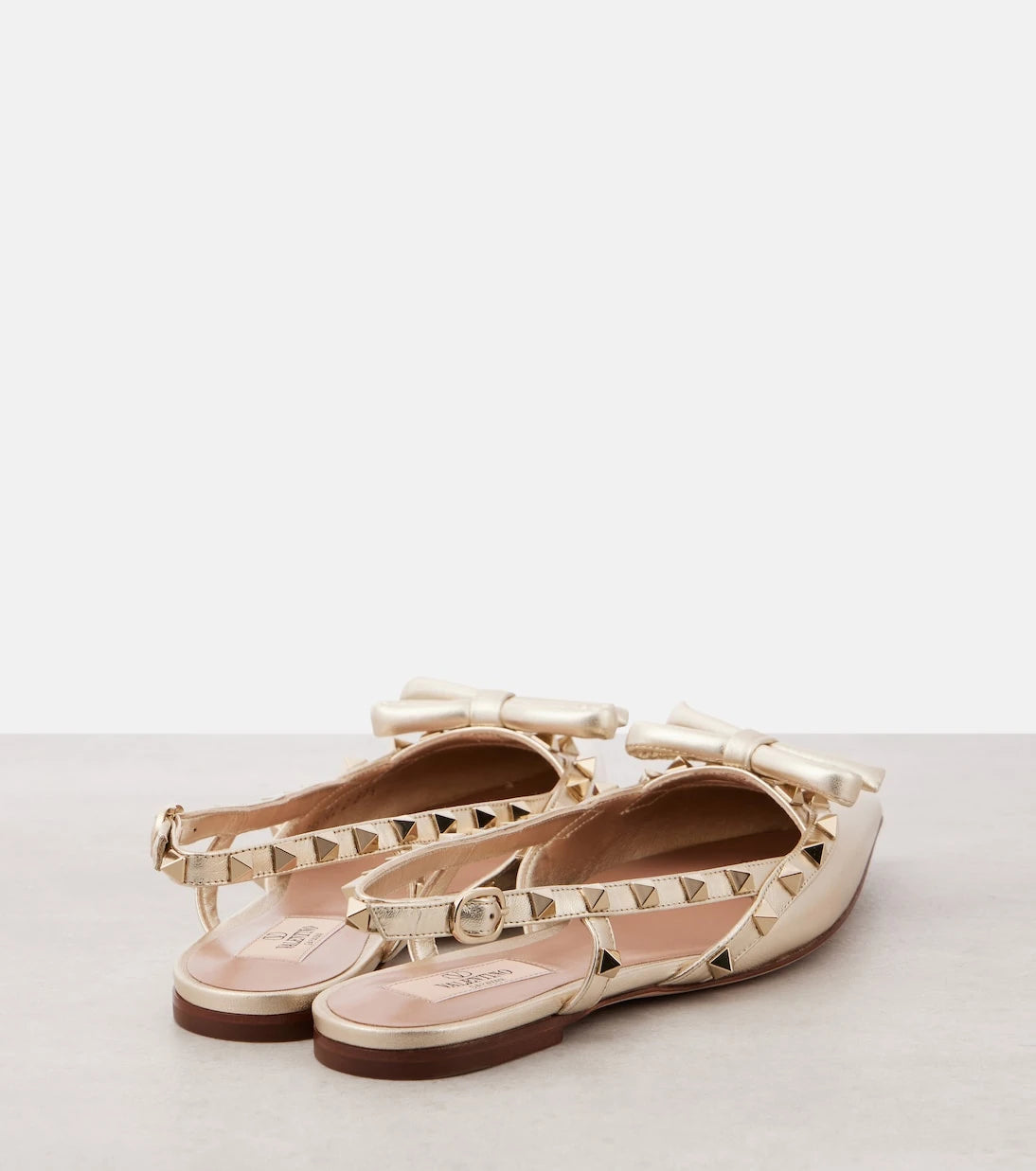 Valentino Garavani - Rockstud metallic leather slingback flats