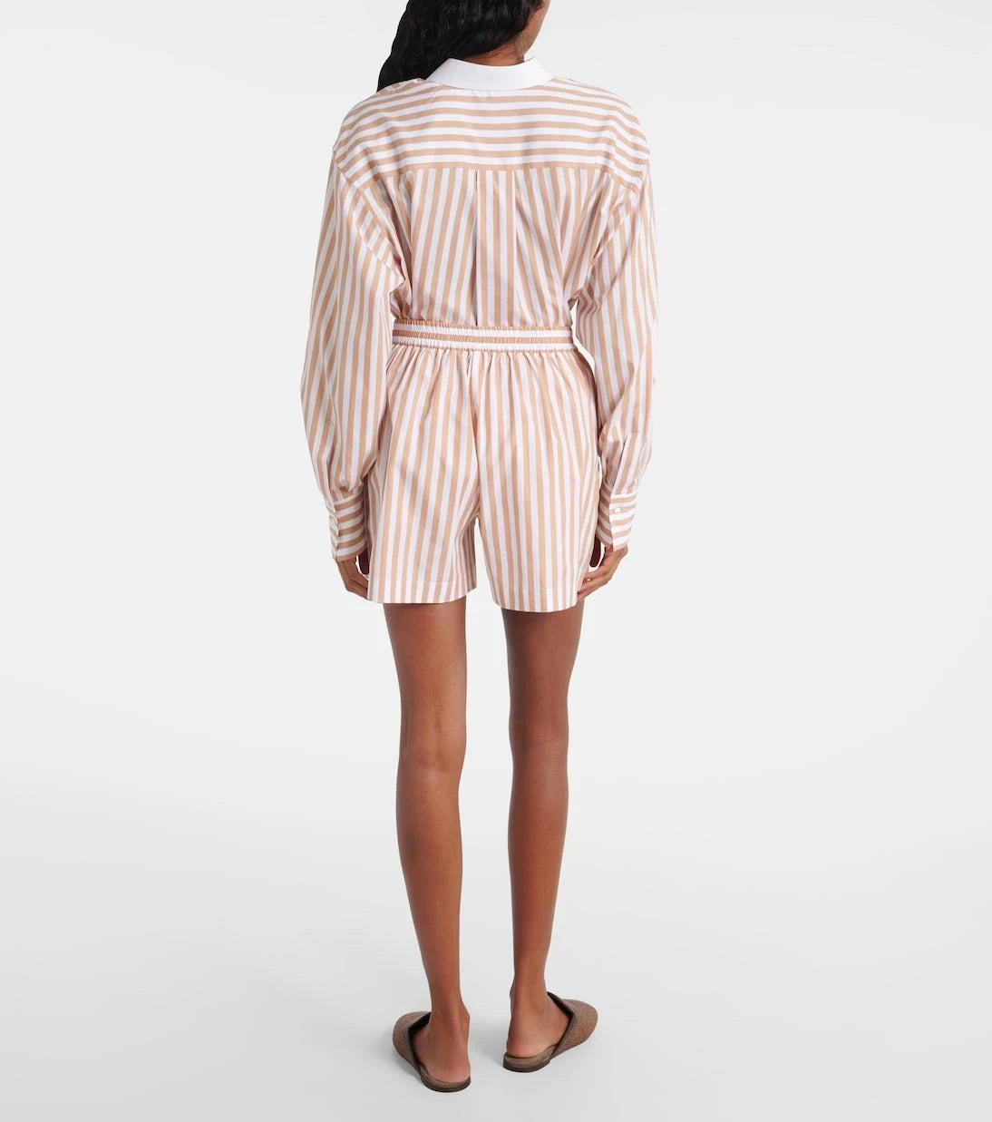 Brunello Cucinelli - Striped cotton and silk Bermuda shorts