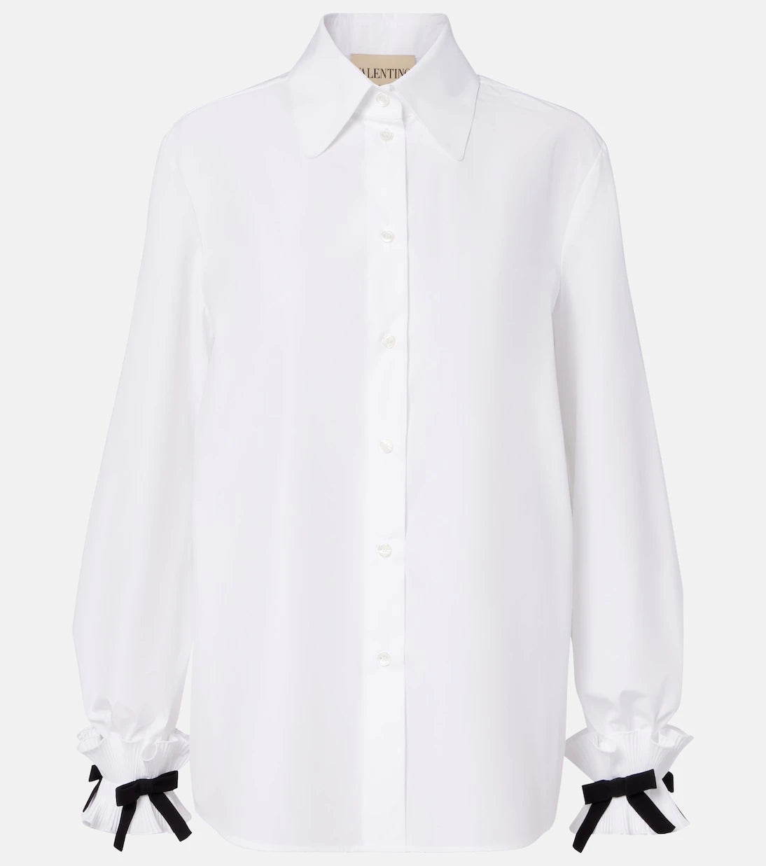 Valentino - Bow-detail cotton-blend poplin shirt