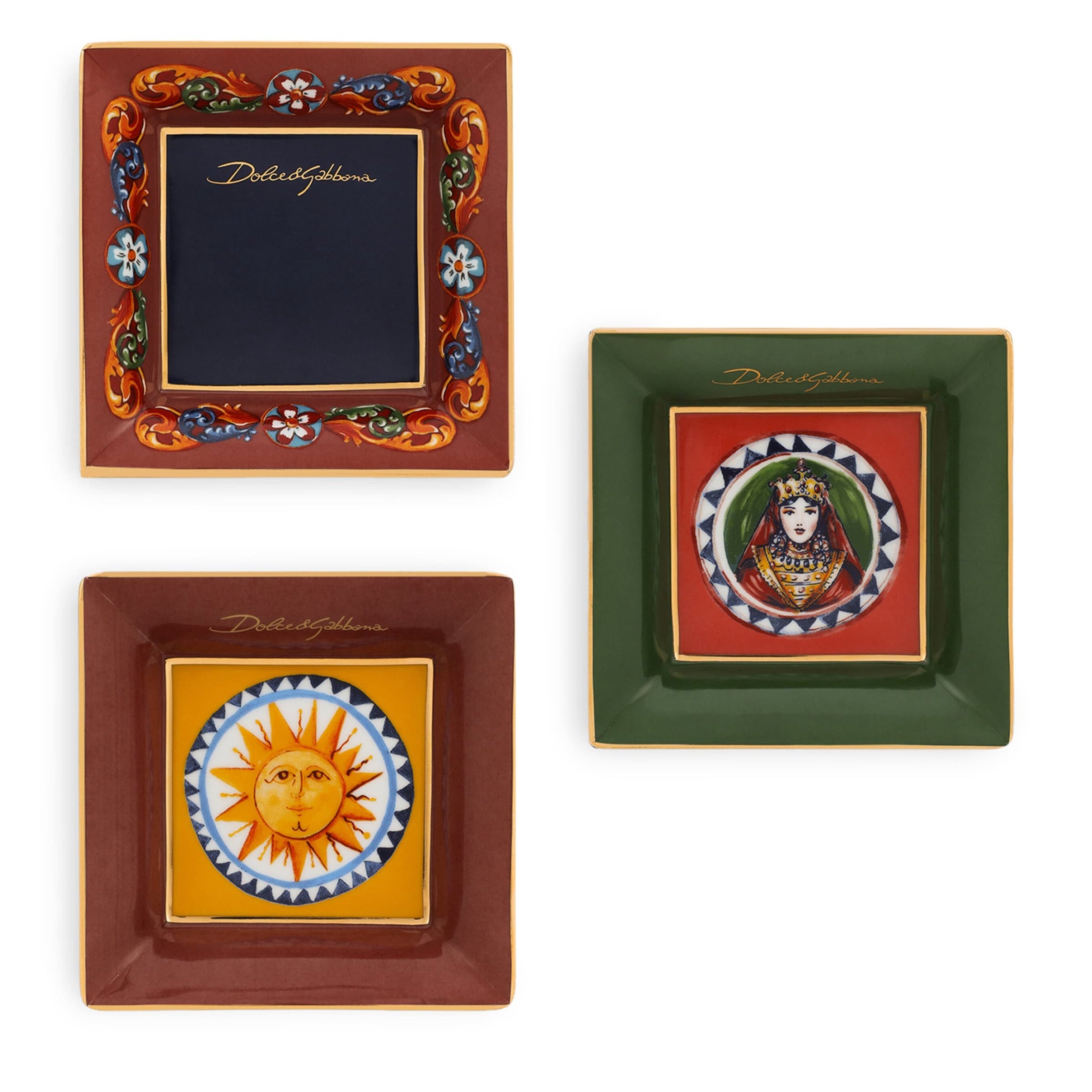 Dolce & Gabbana Casa Set of 3 Carretto Decorative Square Plates (10cm)