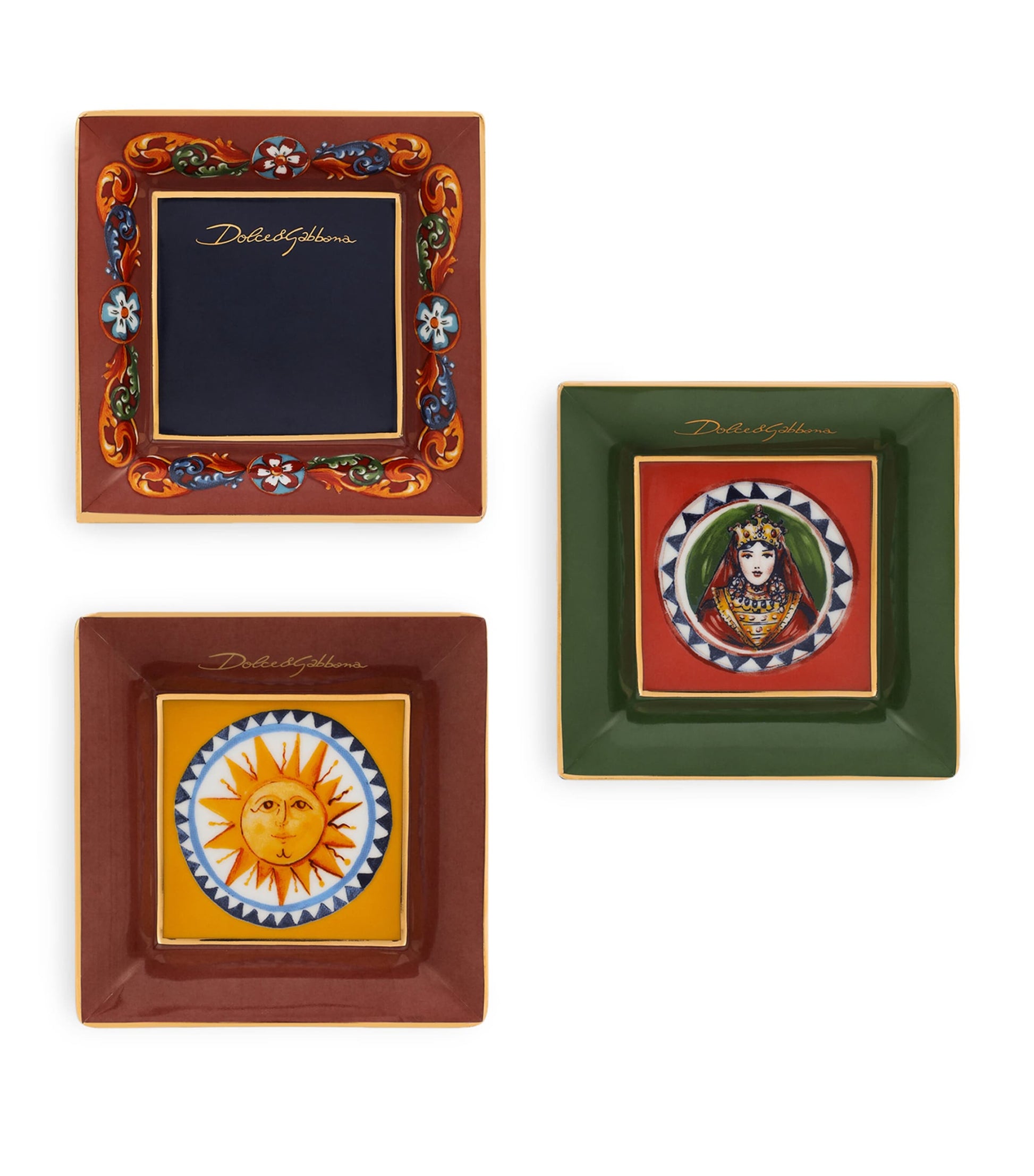 Dolce & Gabbana Casa Set of 3 Carretto Decorative Square Plates (10cm)