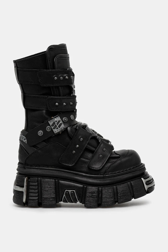 Кожени боти New Rock CRUST NEGRO, TOWER NEGRO E14 ACERO