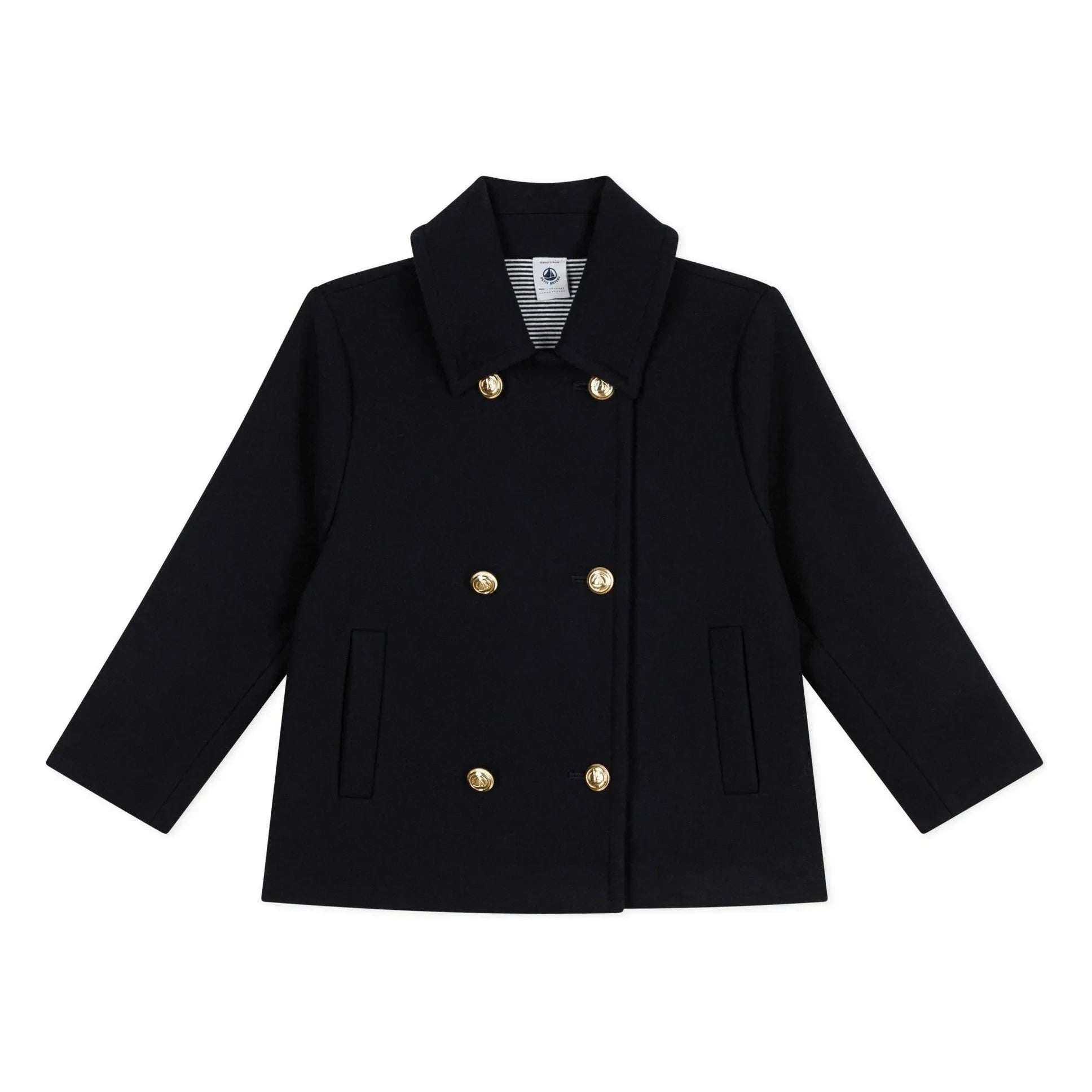 Petit Bateau - Double-breasted wool pea jacket | Midnight blue
